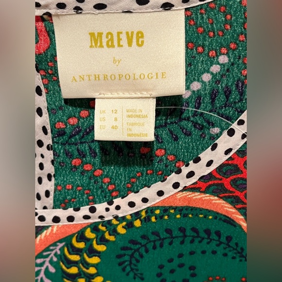 NWOT - Maeve Anthropology Janis Exotic Print Dress w.Waist string - Green - Sz 8 - Picture 5 of 16